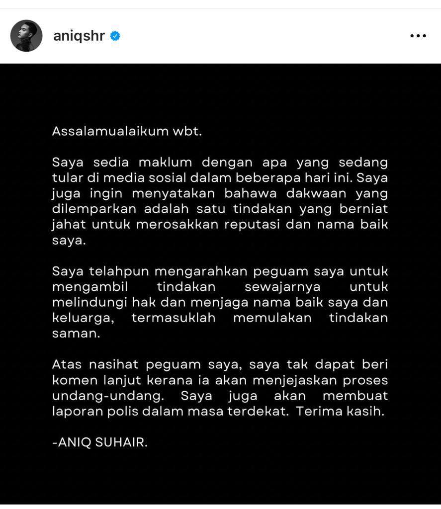 Dituduh Hamilkan Wanita Dan Suruh Gugur Kandungan, Aniq Suhair Bakal ...